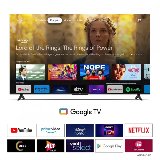 تلفزيون TCL مقاس 139 سم (55 بوصة) – سلسلة معدنية بدون حواف، 4K UHD ذكي LED بنظام Google TV، موديل 55V6B (أسود) – ضمان لمدة سنتين - تي سي ال - Image 5