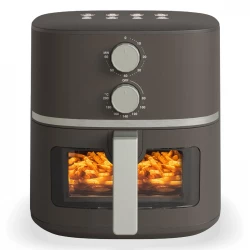 Nutricook Air Fryer Essentials Classic Vision, with Clear Window and Internal Light, ProCyclone Technology, 5.2L Capacity, 2 Control Knobs, AFE152M-G, Gray 1500Watts, 2 Year Warranty