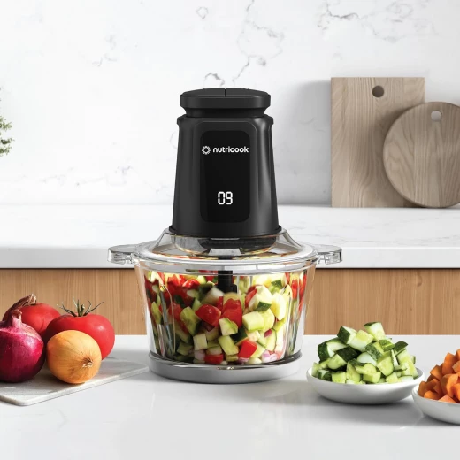 Nutricook 2+2 L XXXL Glass & Stainless Steel Chopper and Mincer,500W -Pulse & 2 speeds, 2-Removable 4 SS -Blade for Chopping, Ice Crushing, Meat Mincing, Grinding, Pureeing & more - BLk, 1 Yr Warranty,NC-CH2000 - Nutricook - Image 2