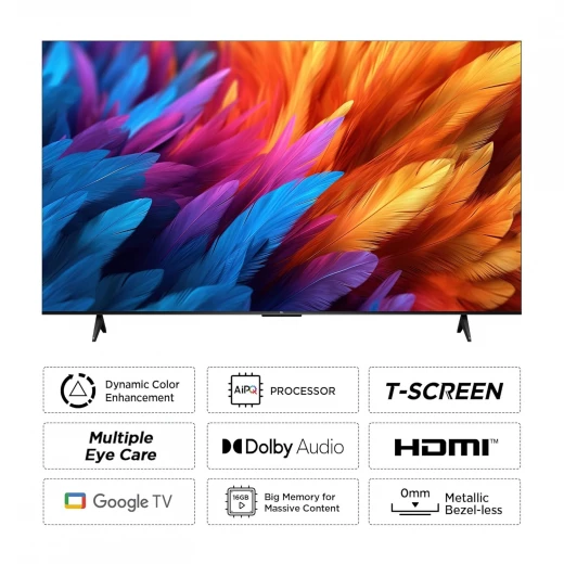 تلفزيون TCL مقاس 189 سم (75 بوصة) من سلسلة Metallic Bezel-Less بدقة 4K Ultra HD، ذكي، LED، مع Google TV – موديل 75V6B (أسود) – ضمان لمدة سنتين - تي سي ال - Image 13