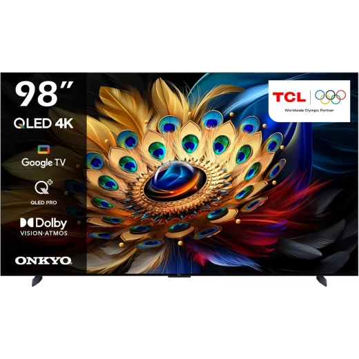 تلفزيون TCL الذكي مقاس 98 بوصة – QLED Pro بدقة 4K، يدعم HDR10+، Google TV، Dolby Vision وDolby Atmos، معدل تحديث 144 هرتز VRR + 240 هرتز DLG، نظام صوتي ONKYO 2.1، تصميم نحيف وموحّد (Slim & Uni-body) – موديل 98C655، لون أسود – ضمان لمدة سنتين تلفزيون TCL الذكي مقاس 98 بوصة – QLED Pro بدقة 4K، يدعم HDR10+، Google TV، Dolby Vision وDolby Atmos، معدل تحديث 144 هرتز VRR + 240 هرتز DLG، نظام صوتي ONKYO 2.1، تصميم نحيف وموحّد (Slim & Uni-body) – موديل 98C655، لون أسود – ضمان لمدة سنتين