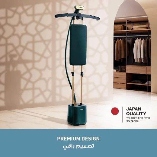 Panasonic Garment Steamer, 2400W, Expandable Hanger for Wide Length Clothes, 30sec Start, 50g/min Steam, Horizontal & Vertical Use, Wheels for Mobility, 3L Tank with Draining Cap, NI-GWG090 - Panasonic - Image 3