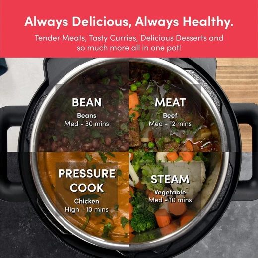 Nutricook Smart Pot 2 1000 Watts - 9 In 1 Instant Programmable Electric Pressure Cooker, 6 Liters, 12 Smart Programs, 2 Years Warranty, Black, Sp204K - Nutricook - Image 8