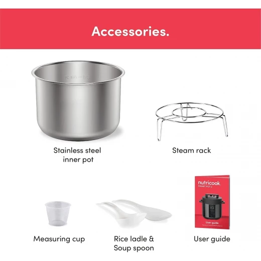 Nutricook Smart Pot 2 1000 Watts - 9 In 1 Instant Programmable Electric Pressure Cooker, 6 Liters, 12 Smart Programs, 2 Years Warranty, Black, Sp204K - Nutricook - Image 10