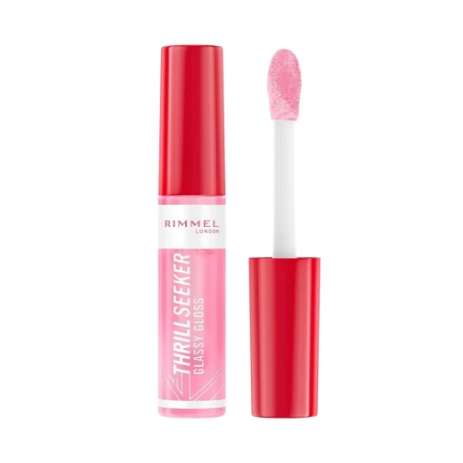 Rimmel London Thrill Seeker Pink Candy Glassy Lip Gloss 10ml Hydrating Non Sticky Vegan Formula Rimmel London Thrill Seeker Pink Candy Glassy Lip Gloss 10ml Hydrating Non Sticky Vegan Formula
