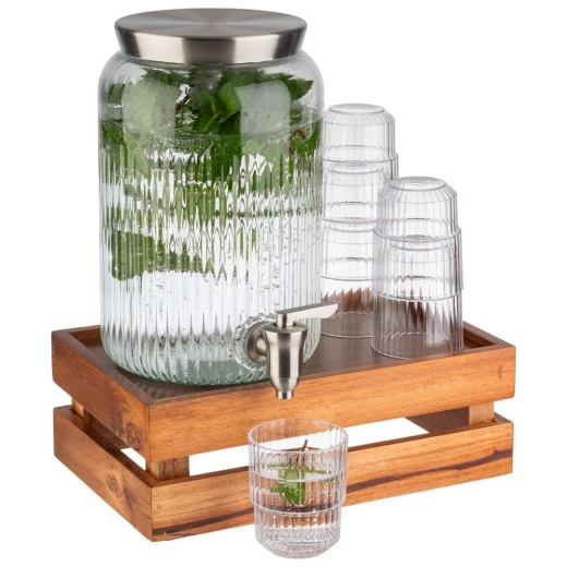 APS Beverage Dispenser, Thick and Stable Walls, Wide Mouth for Large Ingredients, Water Dispenser, Storage Jar Look, Tap, Height 25 cm, Volume 3.8 Litres - APS - Image 6