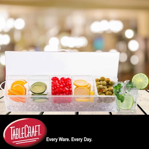 Tablecraft Polystyrene Spice Holder,3 Compartment 41 x 15.9 x 12.7 cm, Plastic, Clear - Table Craft - Image 4
