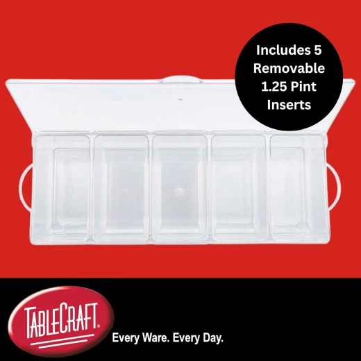 Tablecraft Polystyrene Spice Holder,3 Compartment 41 x 15.9 x 12.7 cm, Plastic, Clear - Table Craft - Image 5