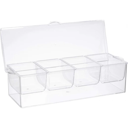 Tablecraft Polystyrene Spice Holder,3 Compartment 41 x 15.9 x 12.7 cm, Plastic, Clear - Table Craft - Image 2