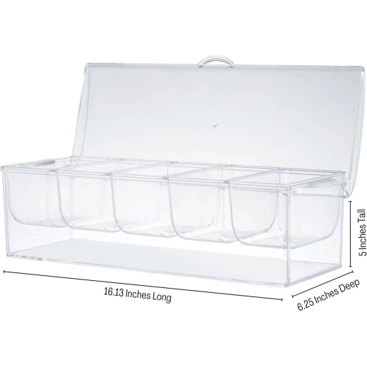 Tablecraft Polystyrene Spice Holder,3 Compartment 41 x 15.9 x 12.7 cm, Plastic, Clear - Table Craft - Image 3
