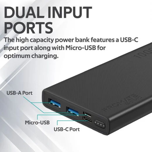 بنك الطاقة الذكي المدمج للشحن مخرج USB مزدوج، شحن سريع 40W، سعة 10,000mAh، USB-C للشحن المتزامن للأجهزة من بروميت - برو مات - Image 5