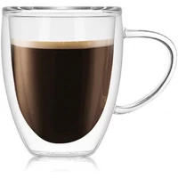 Delta Espresso Cups, Coffee Tea Cup Double Wall Glass Mug For Home Office Drinking Water With HandleDouble Wall Glass 150ml With Handle