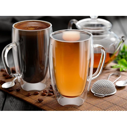 Delta Handmade Large Double Wall Glassware - These Double-walled Coffee Mugs Are Perfect For Cappuccino, Latte, Espresso, Macchiato, Tea, Juice, Iced Beverages, Or Smoothies. Each Cup Holds 15 Ounces (450ml) - Delta - Image 3