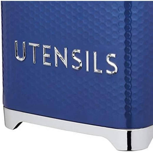 KitchenCraft Utensil Holder Blue Hexagon Pattern 20 x 10 x 18 cm Retro Design with Raised Lettering Anti-Scratch Base Lovello Collection - KitchenCraft - Image 2