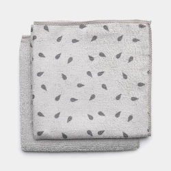 Brabantia SinkSide Microfibre Cleaning Cloths Set of 2 30 x 30 cm Light Grey Lint-Free, Streak-Free, Chemical-Free Cleaning Machine Washable at 60°C