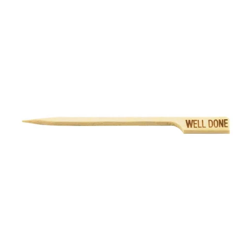Table Craft "WELLDONE" Bamboo Steak Markers 9cm Biodegradable Food Picks Pack of 100 Eco-Friendly, Single-Use Labels for Cooked Steak Identification Table Craft "WELLDONE" Bamboo Steak Markers 9cm Biodegradable Food Picks Pack of 100 Eco-Friendly, Single-Use Labels for Cooked Steak Identification