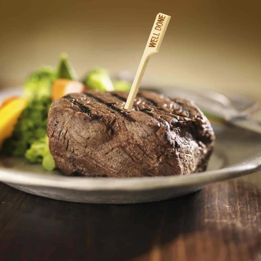 Table Craft "WELLDONE" Bamboo Steak Markers 9cm Biodegradable Food Picks Pack of 100 Eco-Friendly, Single-Use Labels for Cooked Steak Identification - Table Craft - Image 3