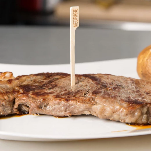Table Craft "MedRare" Bamboo Steak Markers 9cm Biodegradable Food Picks Pack of 100 Eco-Friendly, Single-Use Labels for Cooked Steak Identification - Table Craft - Image 2