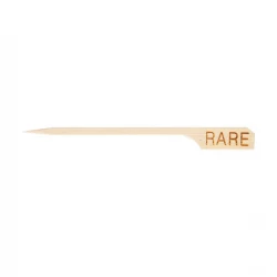 علامات شرائح اللحم "RARE" أعواد خيزران بطول 9 سم عبوة 100 قطعة صديقة للبيئة للاستعمال مرة واحدة لتحديد درجة نضج الستيك من تيبل كرافت