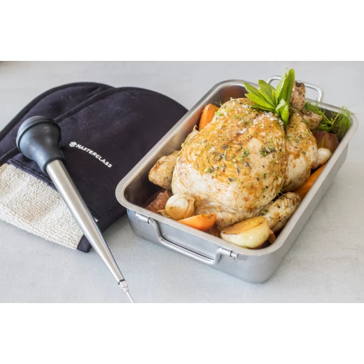 Kitchen Craft Stainless Steel Baster with Injector Heat-Resistant Silicone Bulb, Polished Aluminum Finish, Dishwasher Safe Professional Roasting Tool - KitchenCraft - Image 2