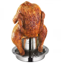 Kuchenprofi BBQ Chicken Grill with Aroma Container, 300 ml, Diameter 18 cm, Height 24 cm, Stainless Steel, Dishwasher Safe, Chicken Roaster, Chicken Holder, for Oven and Kettle Barbecue