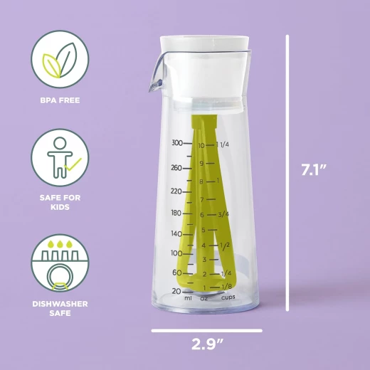 خلاط تتبيلة السلطة زجاجة خضراء بخفاقة مضخة وفوهة مانعة للتنقيط وعلامات قياس خالية من BPA وآمنة لغسالة الصحون لخلط وتخزين التتبيلات من كيتشن كرافت - كيتشن كرافت - Image 7