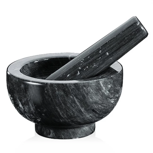 Kuchenprofi Marble Mortar and Pestle 11cm Diameter, Black Heavy-Duty Stone Grinder for Spices, Herbs, Pesto & Seasoning Pastes - Kuchenprofi - Image 2