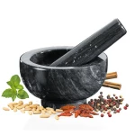 Kuchenprofi Marble Mortar and Pestle 11cm Diameter, Black Heavy-Duty Stone Grinder for Spices, Herbs, Pesto & Seasoning Pastes - Kuchenprofi
