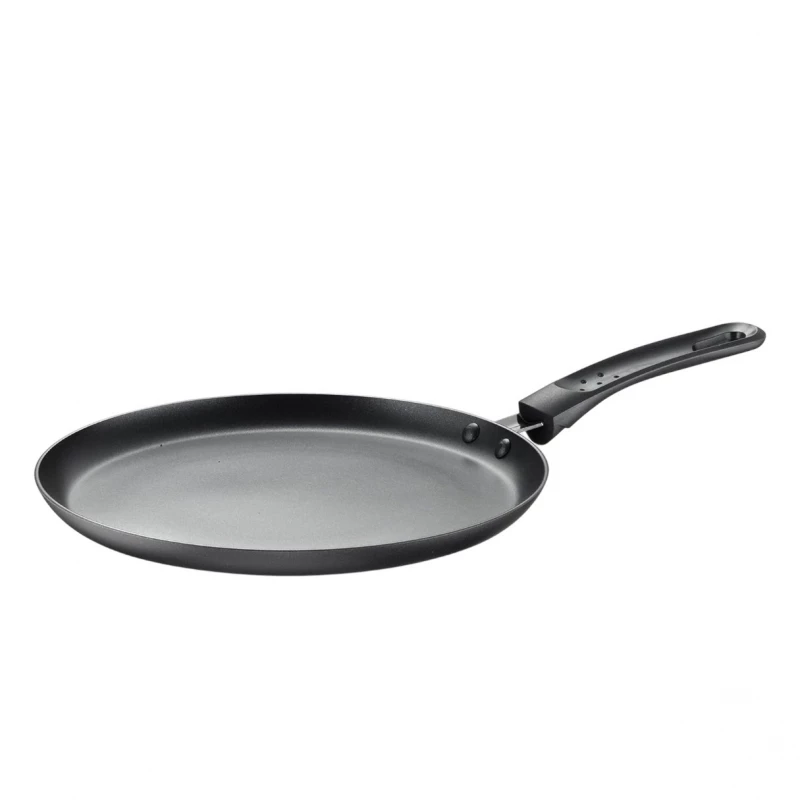 Pintinox Crepe Pan 25 cm Non-Stick Coating with Stay-Cool Bakelite Handle Lightweight, Easy to Use, Black Finish - Pintinox