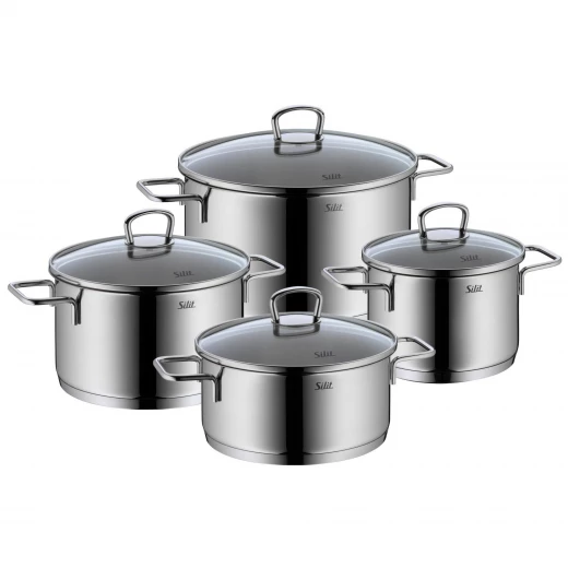 Silit Alia 4-Piece Induction Cookware Set Stainless Steel Pots with Lids (16, 20, 24cm) SilitTherm Base, Energy-Saving, Dishwasher Safe For All Stovetops Including Induction Silit Alia 4-Piece Induction Cookware Set Stainless Steel Pots with Lids (16, 20, 24cm) SilitTherm Base, Energy-Saving, Dishwasher Safe For All Stovetops Including Induction