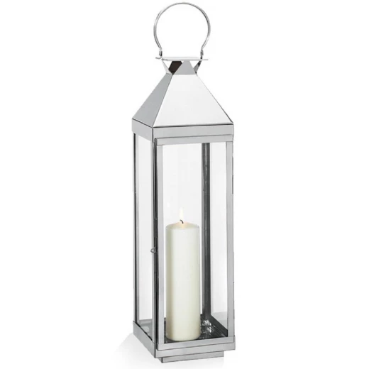فانوس فيلا ديكوري ارتفاع 70 سم، مصنوع من الستانلس ستيل المصقول والزجاج، تصميم أنيق وعصري مع مقبض وباب كبير للزينة، 16×16×70 سم (بدون شمعة) من كوشن بروفي فانوس فيلا ديكوري ارتفاع 70 سم، مصنوع من الستانلس ستيل المصقول والزجاج، تصميم أنيق وعصري مع مقبض وباب كبير للزينة، 16×16×70 سم (بدون شمعة) من كوشن بروفي