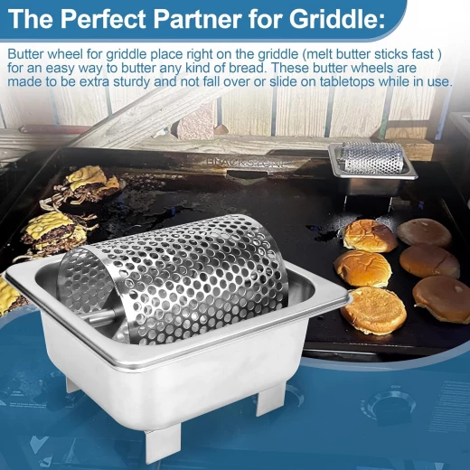 Delta Butter Wheel for Spreads Butter Evenly to Bread, Stainless Steel Butter Roller for Griddle Perfect fit Indoor & Outdoor Picnics Camping BBQ Grill , Cook Tool Griddle Accessories Butter Dish - Delta - Image 4