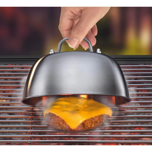 Küchenprofi Barbecue Bell, Stainless Steel, Burger Bell with Handle, for Melting, Cooking and Keeping Warm, Robust Grill Accessories, Dishwasher Safe, Height without Handle 7 cm, Diameter 16 cm - Kuchenprofi - Image 2