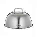 Küchenprofi Barbecue Bell, Stainless Steel, Burger Bell with Handle, for Melting, Cooking and Keeping Warm, Robust Grill Accessories, Dishwasher Safe, Height without Handle 7 cm, Diameter 16 cm - Kuchenprofi