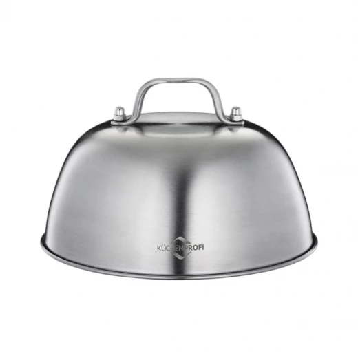 Küchenprofi Barbecue Bell, Stainless Steel, Burger Bell with Handle, for Melting, Cooking and Keeping Warm, Robust Grill Accessories, Dishwasher Safe, Height without Handle 7 cm, Diameter 16 cm Küchenprofi Barbecue Bell, Stainless Steel, Burger Bell with Handle, for Melting, Cooking and Keeping Warm, Robust Grill Accessories, Dishwasher Safe, Height without Handle 7 cm, Diameter 16 cm