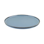 Bonna Sky Hygge Flat Porcelain Plate 28 cm, Blue  Reactive Glaze Finish, Unique Texture & Color Variations - Bonna