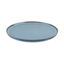 Bonna Sky Hygge Flat Porcelain Plate 28 cm, Blue  Reactive Glaze Finish, Unique Texture & Color Variations
