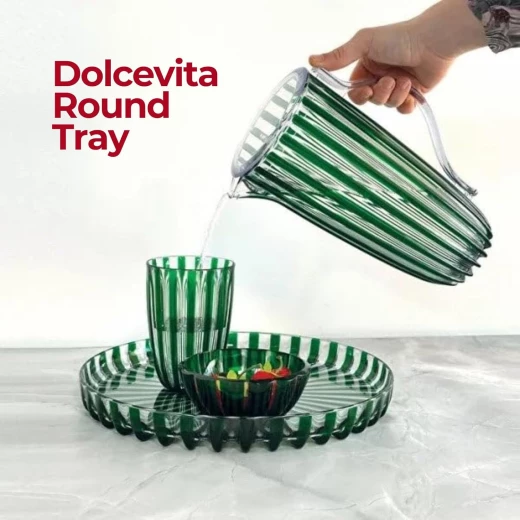 Guzzini -Round serving tray made of bioplastic, Turtlelink design in Green 31 cm - Guzzini - Image 6