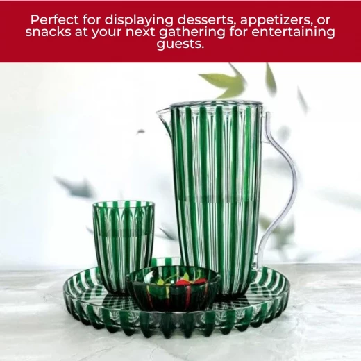 Guzzini -Round serving tray made of bioplastic, Turtlelink design in Green 31 cm - Guzzini - Image 4