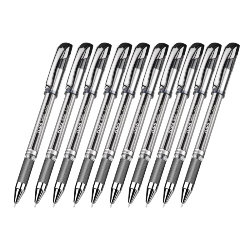 Claro Sigma Ballpoint Pens Pack of 10 Black Ink Pens Smooth Writing, Ergonomic Design with Clip Ideal for School, Office & Everyday Use - Claro