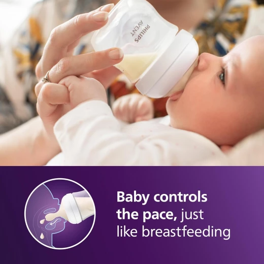 Philips Avent Natural Baby Bottles with Natural Response Nipples (Slow Flow, Flow 2), 4oz, 125ml, 2-Pack, SCY900/02 - Philips Avent - Image 2