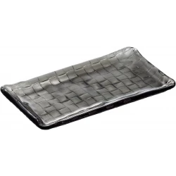 طبق مستطيل قطر 26×13 سم، رمادي من اي بي اس