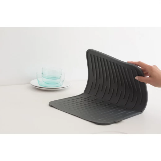 ارضيه تجفيف أطباق من السيليكون من باللون الرمادي الغامق ، بارتفاع 0.9 سم، عرض 32.5 سم، وعمق 43.8 سم برابانتيا - كيتشن كرافت - Image 3