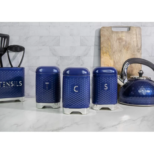 Kitchencraft Tea Canister with Geometric Hexagon Pattern Midnight Navy1 1x11x19cm - KitchenCraft - Image 4