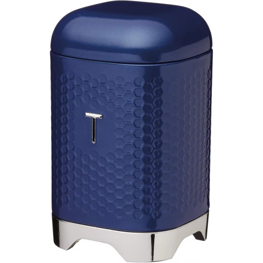 Kitchencraft Tea Canister with Geometric Hexagon Pattern Midnight Navy1 1x11x19cm Kitchencraft Tea Canister with Geometric Hexagon Pattern Midnight Navy1 1x11x19cm