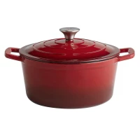 APS Cast Iron Pot 4 Liter Dia 25cm H 17.5cm With Lid Red