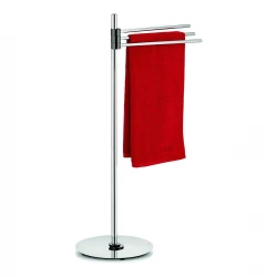 Kela Silvan Towel Holder Freestanding Bathroom Towel Rack Silver Chromed Metal with Black Chrome Accents 30x89.5 cm Modern & Durable Design