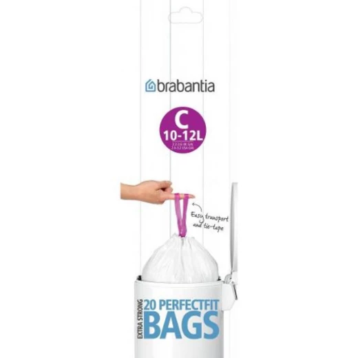 Brabantia Waste Bags Size C (10–12 Liter) 20 Rolls Perfect Fit Trash Liners with Ventilation Holes Extra-Strong HDPE Plastic Color-Coded for Easy Matching Brabantia Waste Bags Size C (10–12 Liter) 20 Rolls Perfect Fit Trash Liners with Ventilation Holes Extra-Strong HDPE Plastic Color-Coded for Easy Matching