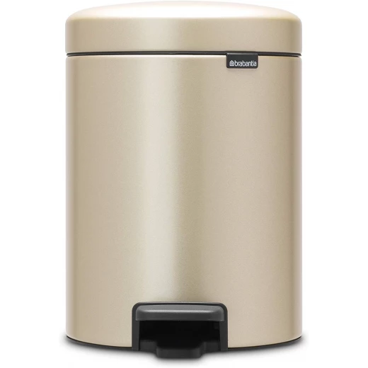 Brabantia NewIcon Pedal Bin 5L Champagne Soft Close Lid, Compact Design, Supports Ocean Cleanup, Stylish Trash Can for Bathroom or Office, 10-Year Guarantee