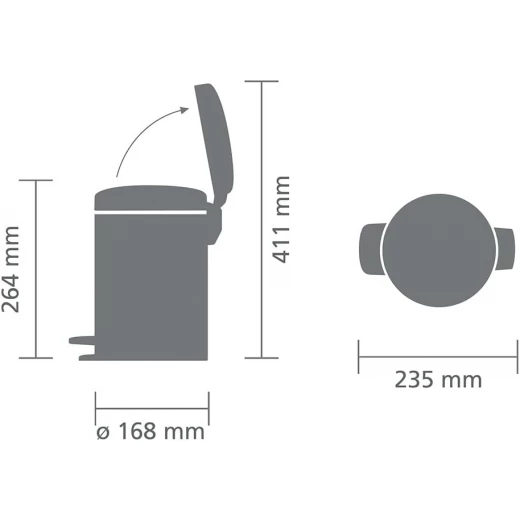 Brabantia NewIcon Pedal Bin 3L Mineral Concrete Grey Soft Close Lid, Compact Design, Supports Ocean Cleanup, Stylish & Silent Trash Can for Bathroom or Office - Brabantia - Image 2
